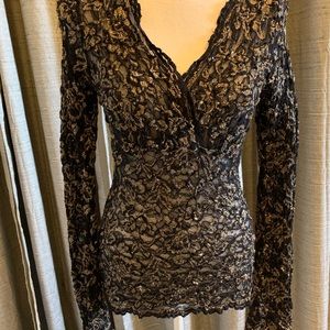 Karen Kane ladies lace brocade blouse